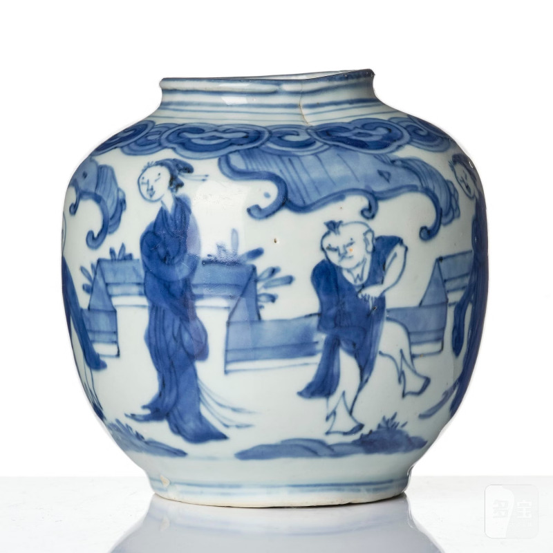 A blue and white 'boys at play' jar, - 图4